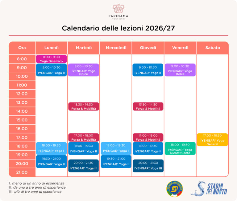 calendario lezioni orario corsi yoga iyengar bari